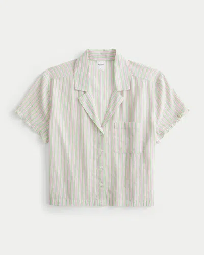 Hollister Short-sleeve Textural Ruffle Shirt In Gray