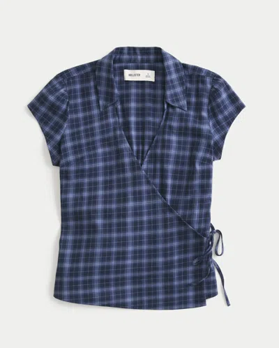 Hollister Short-sleeve Wrap Shirt In Blue