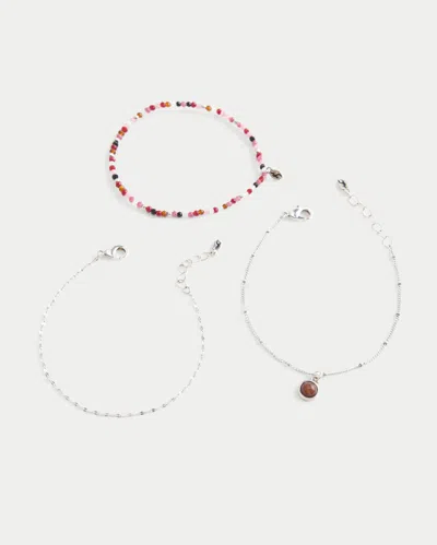 Hollister Silver Charm Bracelet 3-pack In Silver 3 Pk