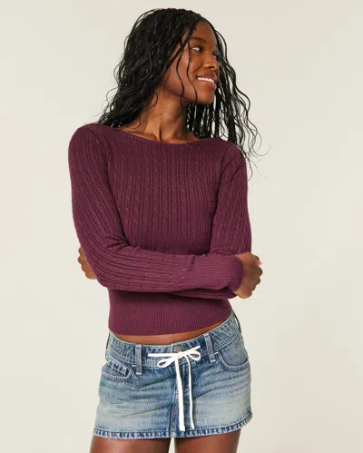 Hollister Slash-neck Sweater In Black