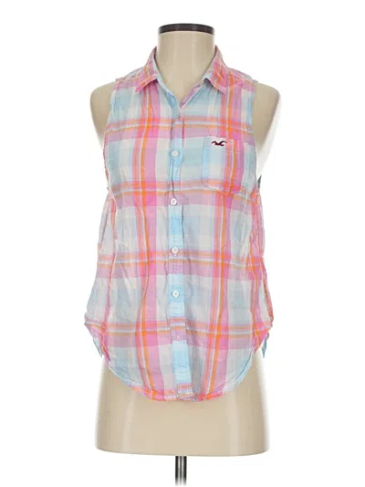 Pre-owned Hollister Sleeveless Button Down Shirt In Pink