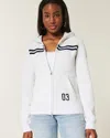 Hollister Slim Striped Zip-up Hoodie In White