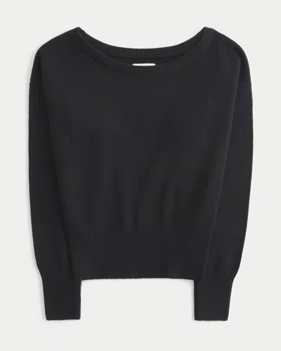 Hollister Slouchy Banded Off-the-shoulder Sweater In Black