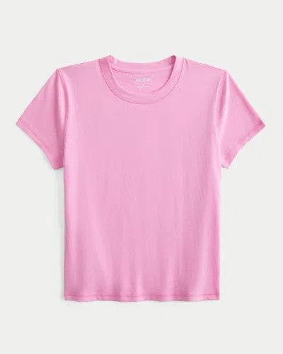 Hollister Slub Crew T-shirt In Pink