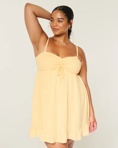 Hollister Smocked Bodice Mini Dress In Yellow