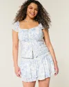 Hollister Smocked Tiered Mini Skort In Blue