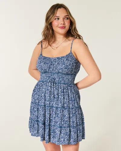 Hollister Smocked Waist Mini Dress In Metallic