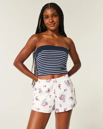 Hollister Snoopy Graphic Boxer Shorts In White