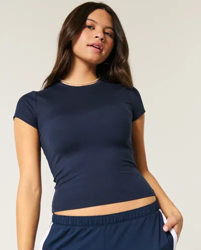 Hollister Soft Stretch Seamless Fabric Crew Baby Tee In Blue