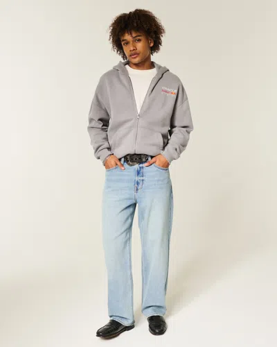 Hollister Spider Embroidery Baggy Jeans In Blue