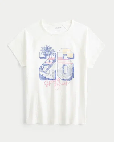 Hollister Spring Break Graphic Slub Baby Tee In White