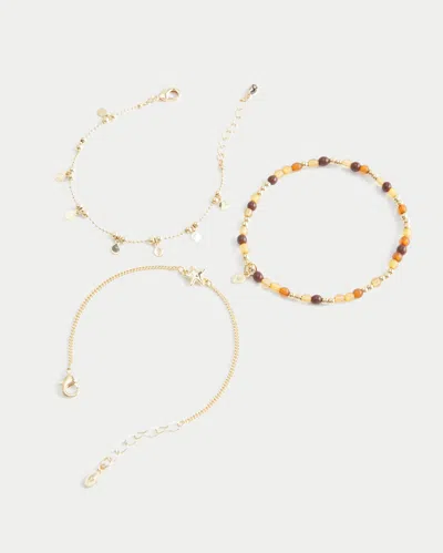 Hollister Star Charm Bracelet 3-pack In Gold 3 Pk