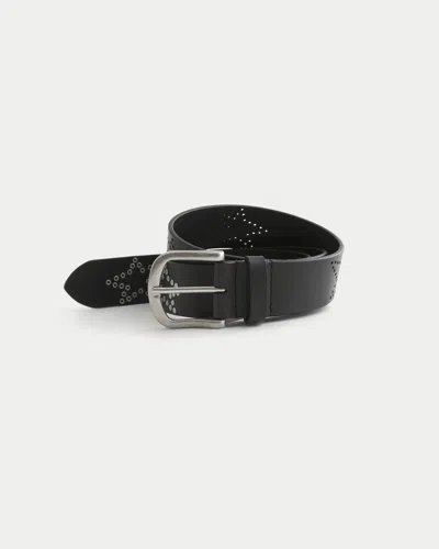 Hollister Star Stud Leather Belt In Black