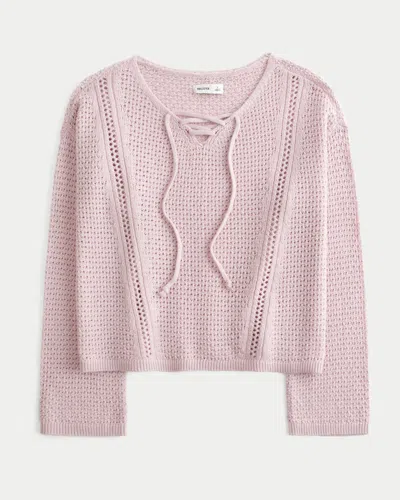 Hollister Stitchy V-neck Sweater In Pink