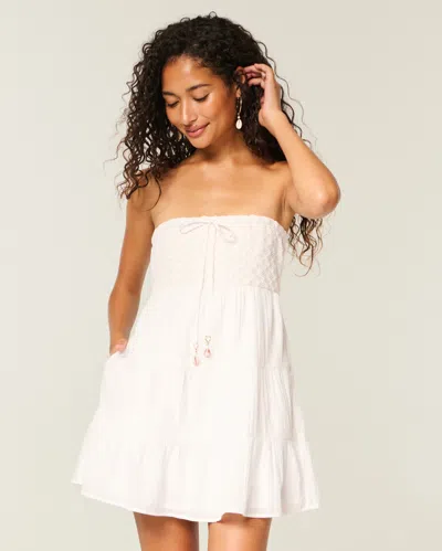 Hollister Strapless Crochet-style Bodice Babydoll Mini Dress