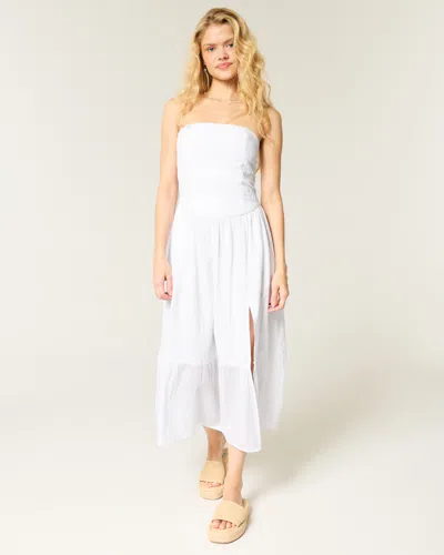 Hollister Strapless Embroidered Maxi Dress In Multi