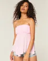 Hollister Strapless Handkerchief Hem Top In Pink