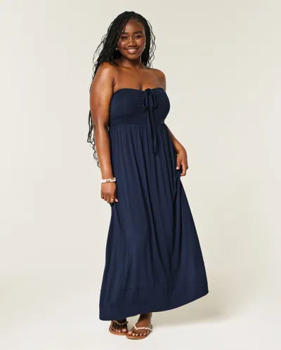 Hollister Strapless Knit Maxi Skirt In Blue