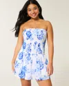 Hollister Strapless Smocked Bodice Mini Dress In Multi