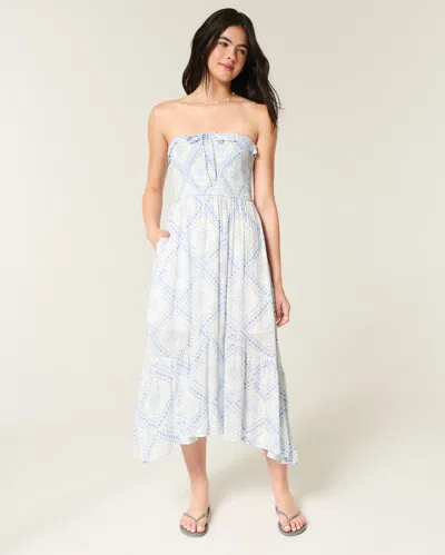 Hollister Strapless Smocked Maxi Dress In White