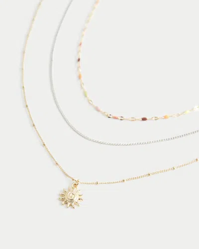 Hollister Sun Charm Necklace 3-pack In Mixed Metal 3 Pk