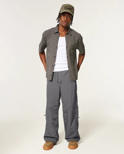 Hollister Super Baggy Nylon Pants In Gray
