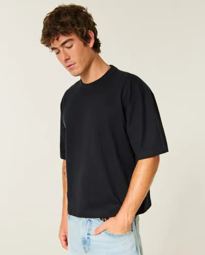 Hollister Super Boxy Cropped Crew T-shirt In Black