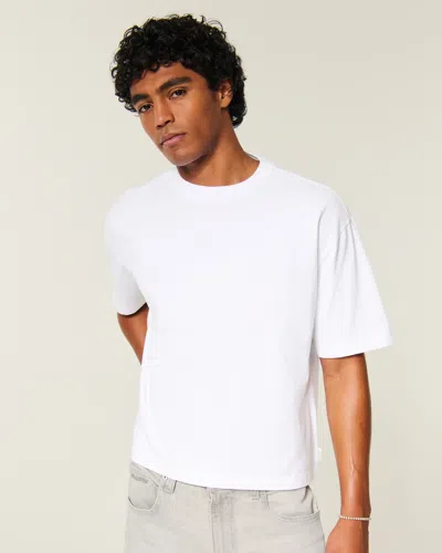 Hollister Super Boxy Cropped Crew T-shirt In White