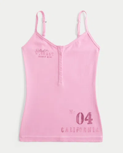 Hollister Surf Logo Graphic Henley Cami In Pink