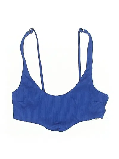 Pre-owned Hollister Swimsuit Top Blue Solid Pattern Swimwear