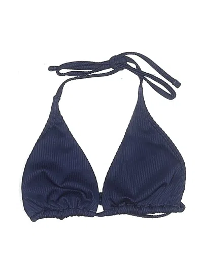 Pre-owned Hollister Swimsuit Top Blue Solid Pattern Swimwear