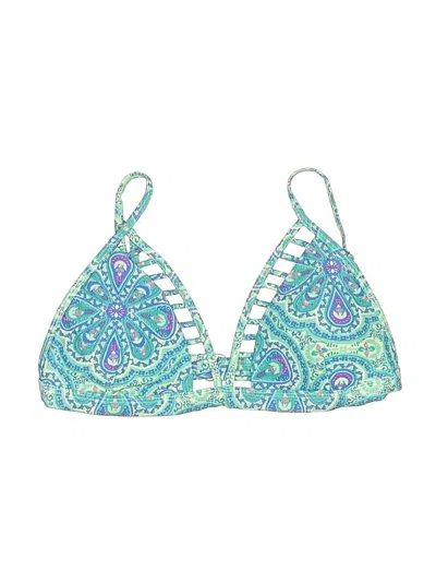 Pre-owned Hollister Swimsuit Top Green Paisley Pattern Swimwear