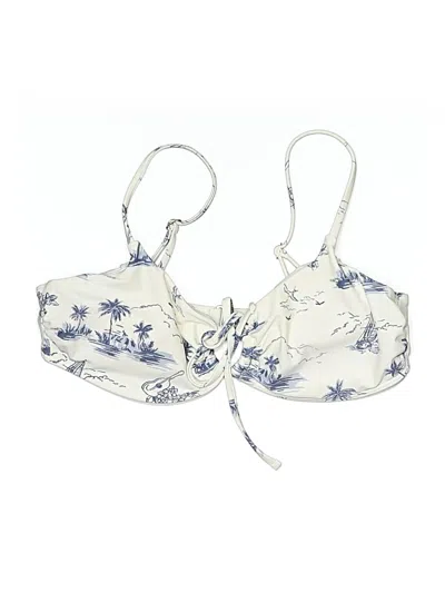 Pre-owned Hollister Swimsuit Top Ivory Floral Pattern Swimwear In White