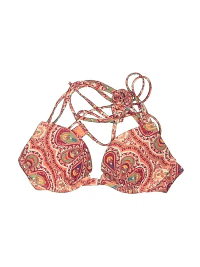 Pre-owned Hollister Swimsuit Top Red Paisley Pattern Swimwear