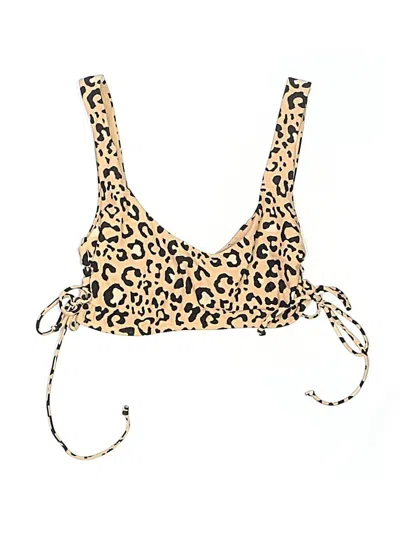 Pre-owned Hollister Swimsuit Top Tan Animal Print Pattern Swimwear