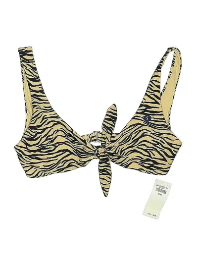 Pre-owned Hollister Swimsuit Top Yellow Animal Print Pattern Swimwear