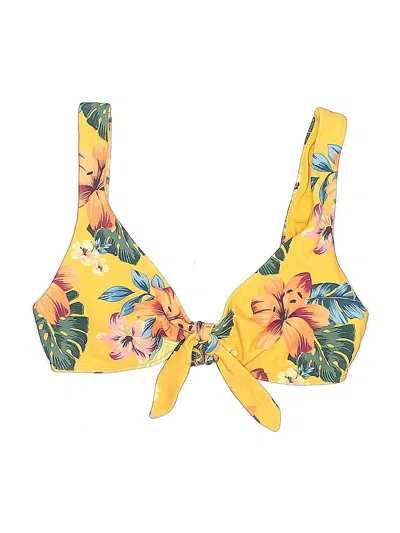 Pre-owned Hollister Swimsuit Top Yellow Floral Pattern Swimwear