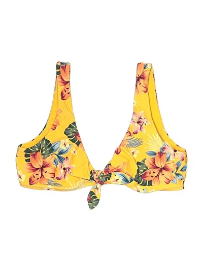Pre-owned Hollister Swimsuit Top Yellow Floral Pattern Swimwear