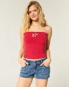 Hollister Taylor Graphic Tube Top In Red