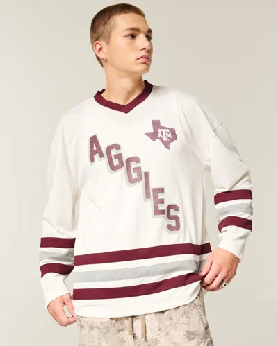 Hollister Texas A&m University Aggies Graphic Hockey Jersey In White