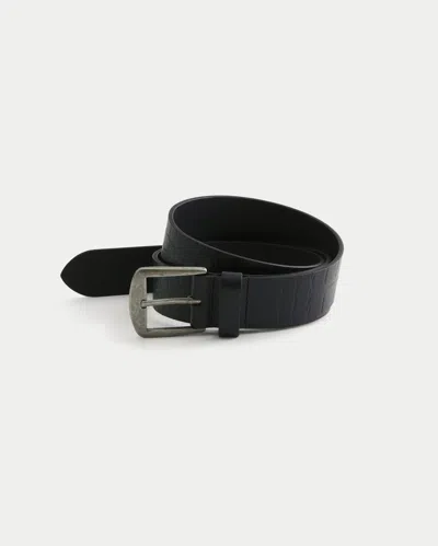 Hollister Textured Leather Belt In Black