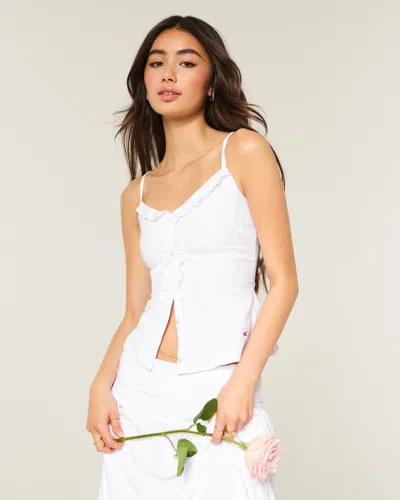 Hollister Textured Ruffle Icon Top In Black