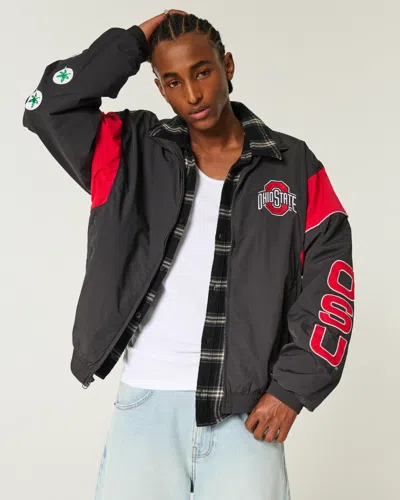 Hollister The Ohio State University Buckeyes Graphic Windbreaker Jacket In Black