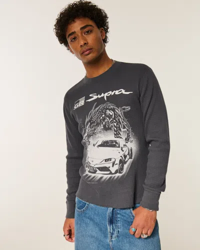 Hollister Thermal Long-sleeve Toyota Supra Graphic Tee In Gray
