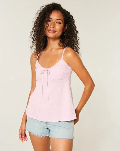 Hollister Tie Front Babydoll Tank In Pink