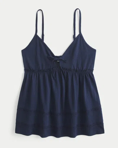 Hollister Tie-front Babydoll Top In Blue