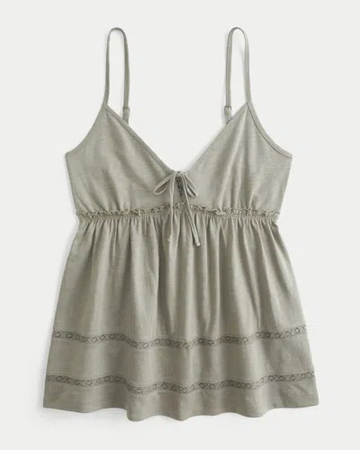 Hollister Tie-front Babydoll Top In Gray