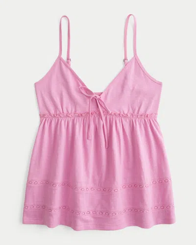 Hollister Tie-front Babydoll Top In Pink