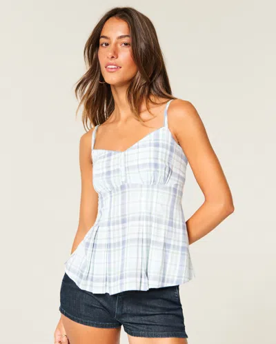 Hollister Tunic Babydoll Top In Blue Plaid