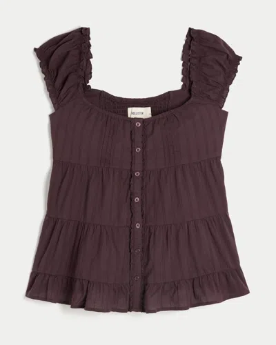Hollister Tunic Babydoll Top In Brown